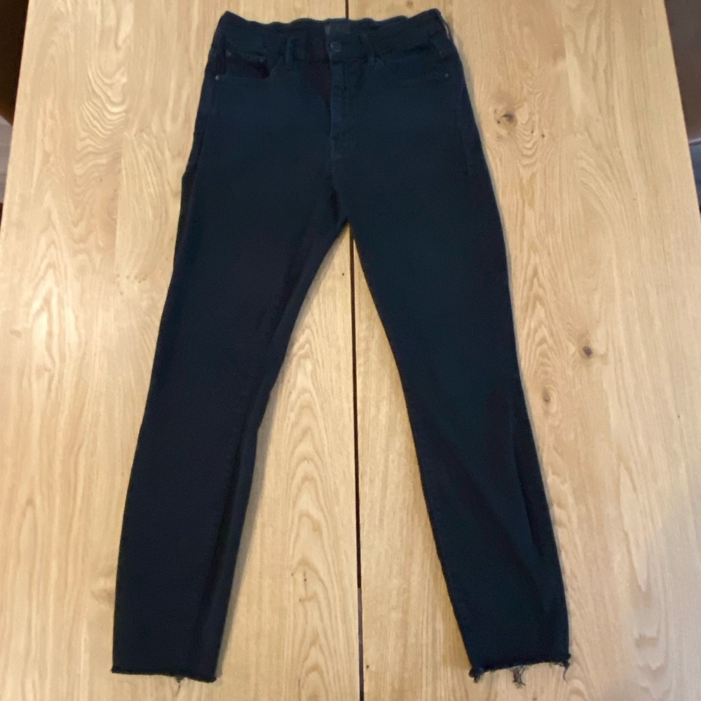 Mother Jeans Women's Size 26 Black High Waisted The Looker‎ Ankle Fray Stretch